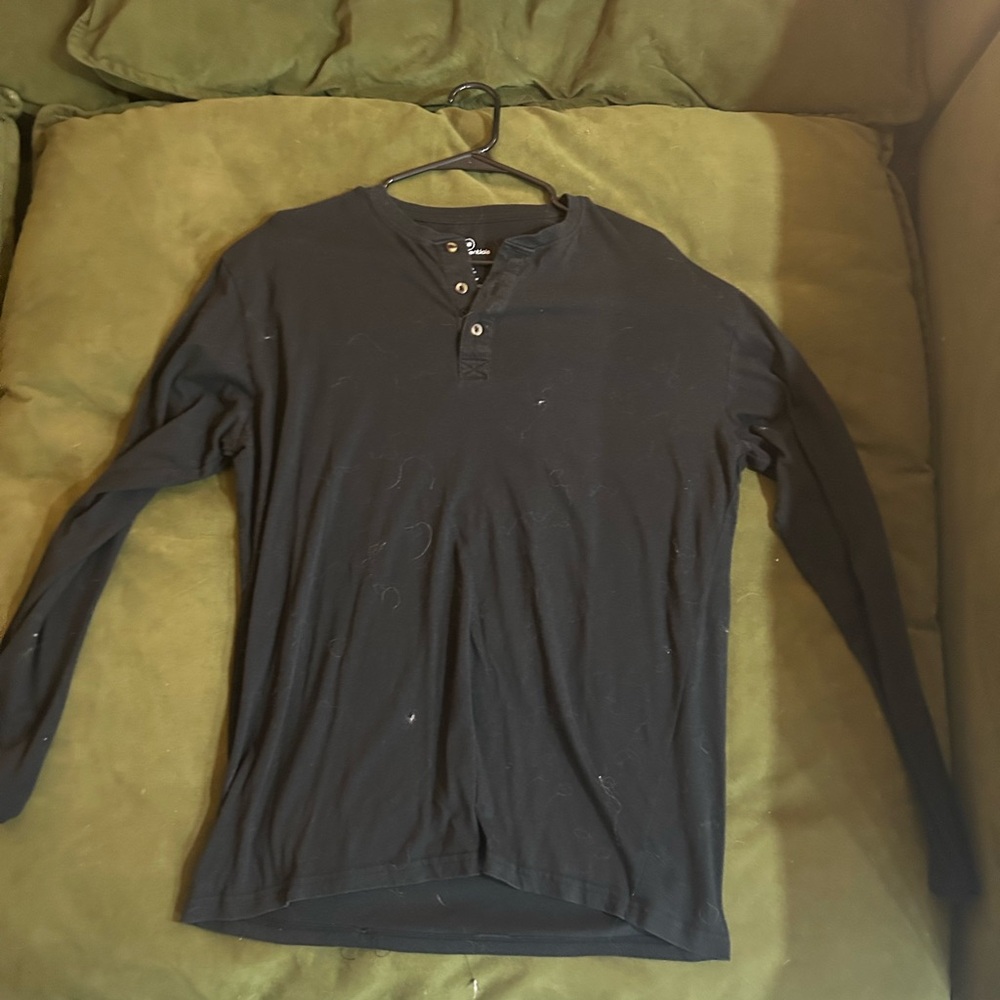 Essentials Black Long Sleeve Henley